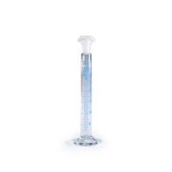 Цилиндър, градуиран, смесителен, стъклен, 25 mL ± 0,3 mL, деления от по 0,5 mL, полиетиленова тапа