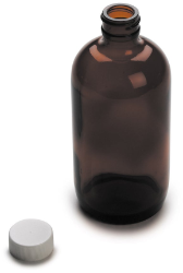 Bottle, storage, glass, amber, 473 mL, 6/pk